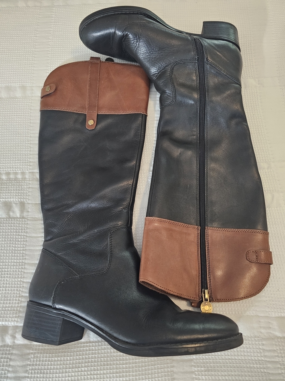 Franco Sarto Black and Brown Two-Tone Over-The-Knee Boots